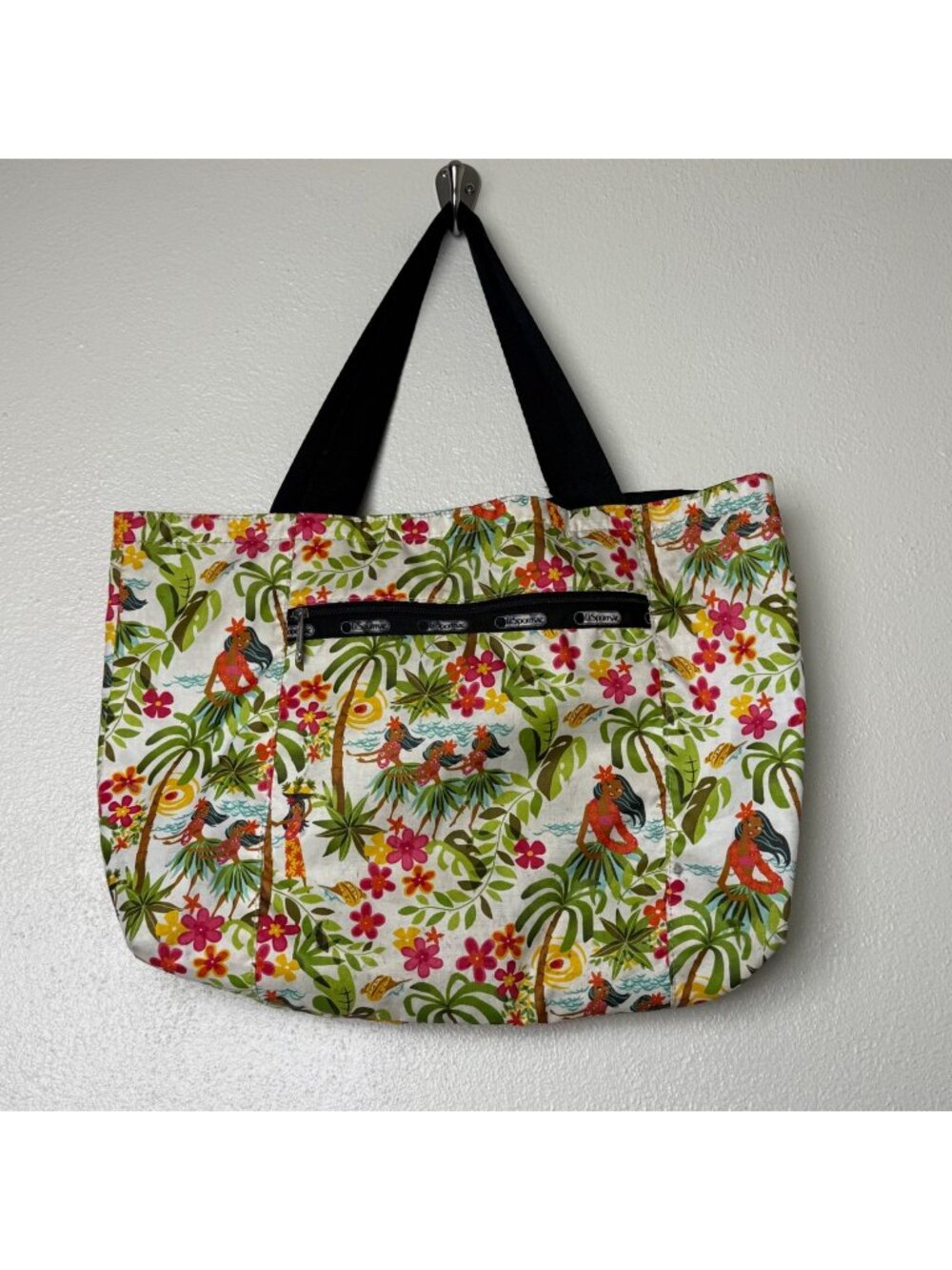 LeSportsac Hawaii Limited Edition "Wahine Hula Girl" Tropical Print Tote RARE